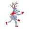 Funny Santa Claus reindeer skates. Character for a greeting card