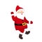 Funny Santa dancing hype move, quirky cartoon comic character.