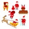 Funny Santa doing various Christmas activities