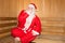 Funny Santa in the Finnish sauna. Christmas and New Year