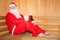 Funny Santa in the Finnish sauna. Christmas and New Year
