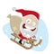 Funny santa riding on sled
