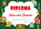 Funny school stationery hero character on diploma