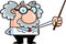 Funny Science Professor Cartoon Character Holding A Pointer Stick