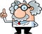 Funny Science Professor Cartoon Character Pointing Up Index Finger And Giving Advice Or Suggestion