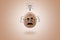 Funny Scientist Or Professor and lightbulb. Egg-head on the beige background