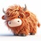 Funny Scottish cow 3D cartoon, Scotland, Highlands. Invitation card. AI generated