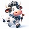 Funny Scottish cow 3D cartoon, Scotland, Highlands. Invitation card. AI generated