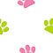 Funny seamless pattern with cat paw footprints, vector