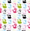 Funny seamless pattern with colorful whales silhouettes. Decorative marine texture