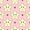 Funny seamless pattern for girls. Cute print with smiling stars.