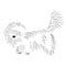 Funny shaggy dog. Silhouette of a cute lapdog with outlines