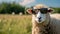 funny Sheep portrait in sunglasses. goat wearing sunglasses. Funny hipster sheep. AI Generative