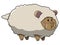 Funny Sheep With Thick Wool Color Illustration Design