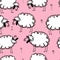 Funny sheeps on meadow, seamless pattern for your