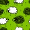 Funny sheeps on meadow, seamless pattern for your