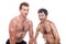 Funny shirtless men posing