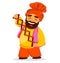 Funny Sikh man, cartoon character.