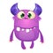 Funny silly cartoon monster character. Vector illustration or purple monster. Halloween design.