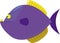 Funny silly purple fish with big mouth