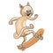Funny Skateboarder Cat Cartoon Illustration