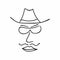 Funny sketch of mustachioed man in hat and sunglasses. Drawn by hand.