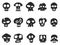 Funny skull icons set