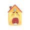 Funny sleepy house character yawning, funny facial expression emoticon cartoon vector illustration