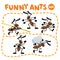 Funny small ants set. Children vector illustration