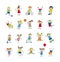 Funny small kids play, run and jump. Cute doodle children, boys and girls. A set of color isolated characters. Hand