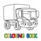 Funny small lorry with eyes. Coloring book