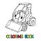 Funny small mini tractor with eyes. Coloring book