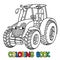 Funny small tractor with eyes. Coloring book
