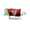Funny and Smart Professor flag angola Scroll mascot holding glass tube