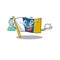 Funny and Smart Professor flag canary island Scroll mascot holding glass tube