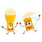 Funny smiling beer glass and mug character friends having fun