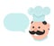 Funny smiling cook with talking dialog