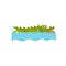 Funny smiling crocodile swimming in blue water. Green predatory animal. Flat vector element for children book