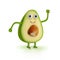 Funny Smiling Dancing Avocado On White Background