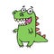 Funny smiling dinosaur. Cute imaginary character