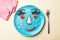 Funny smiling food face made of fresh colorful vegetables