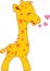 Funny smiling giraffe with hearts
