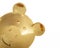 Funny smiling golden piggy bank