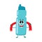 Funny smiling protein shaker bottle character with a towel