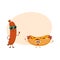 Funny smiling sausage and hotdog characters, fast food concept