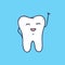 Funny smiling tooth waving hand. Beautiful joyful mascot or symbol for dental clinic or hospital. Cute friendly cartoon