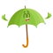 Funny smiling umbrella character giving, showing thumb up