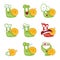 Funny snail emoticons set