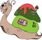 Funny snail with house on his back, colored. Cartoon characters, cartoon animals. Coloring on white