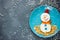 Funny snowman Christmas breakfast for kids